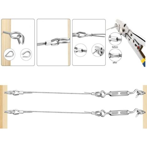Kit de câble métallique en acier inoxydable de 30.5 m avec tendeur de fil robuste M5, kit de rouleau de fil de clôture, kit de garde-corps de câble, tendeurs de fil de jardin pour plantes grimpante