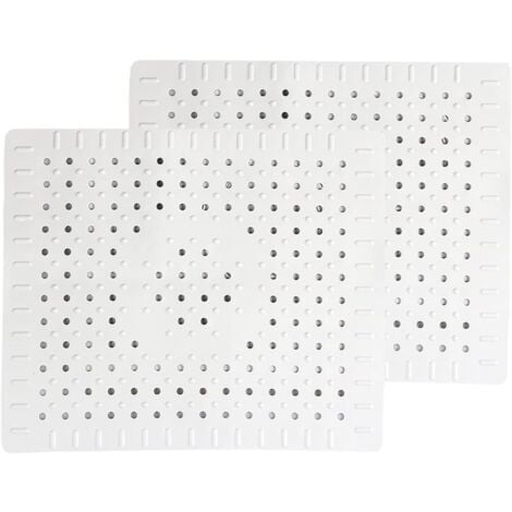 blanc Lot de 2 tapis de protection pour évier de cuisine en caoutchouc antidérapant durable, facile à nettoyer et à couper soi-même.