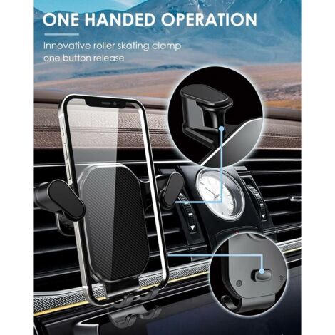 Support de téléphone portable pour voiture, super stable, crochet de ventilation amélioré, support de téléphone portable pour voiture, mains libres, universellement adapté à tous les smartphones