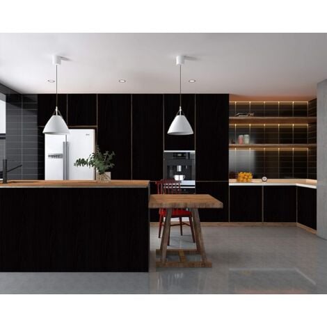 Papier Adhesif pour Meubles Bois Autocollant Mural Vinyle PVC Auto-Adhésif de Cuisine Stickers Décoration Chambre Salon Meuble（Noir 40X300cm）