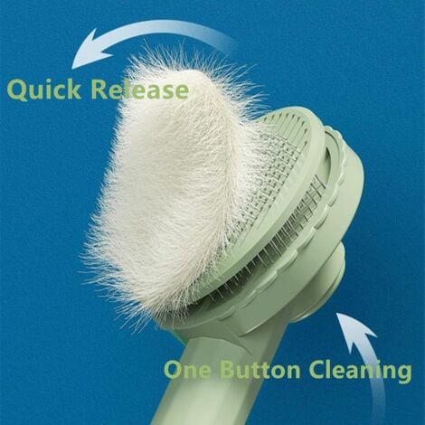 Brosse Chat Chien, Brosses de Toilettage pour Chats Chiens Autonettoyante, Professionnel Peigne an Acier Inoxydable Poils Morts pour Chat Chien, Enlèvement des Poils en Un Clic, Vert Matcha