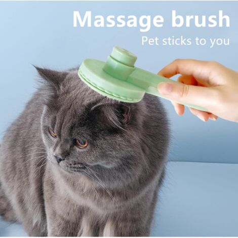 Brosse Chat Chien, Brosses de Toilettage pour Chats Chiens Autonettoyante, Professionnel Peigne an Acier Inoxydable Poils Morts pour Chat Chien, Enlèvement des Poils en Un Clic, Vert Matcha