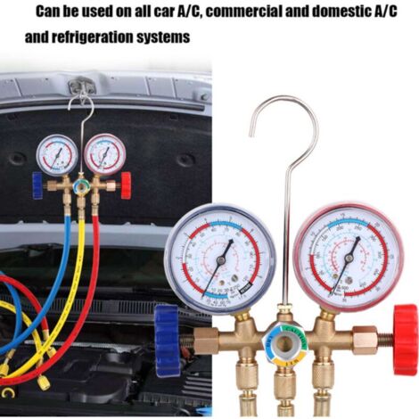 Manomètre De Climatisation Pour Recharge R410A R22 R134A R404A - Pression 220 PSI, Connecteurs 1/4", Cadran Lisible