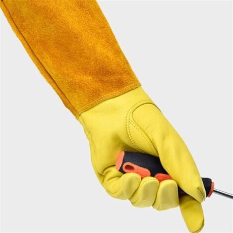 Gants de jardinage résistants aux coupures et aux épines Protection Cuir Gants de Jardinage pour les épines et Ronces et Gants de Travail，jardiner,travaux ménagers（M code)
