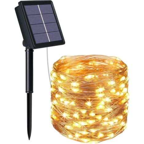 Guirlande Lumineuse Exterieur Solaire, 22M 200 Led, Décoration Luminaire Fairy Lights Pour Jardin, Terrasse, Cour, Maison, Noël, Mariage, Fête De Décoration, Ip65 Etanche (Blanc Chaud)