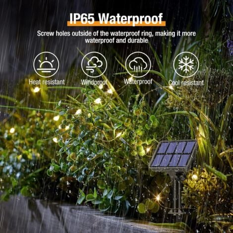 Guirlande Lumineuse Exterieur Solaire, 22M 200 Led, Décoration Luminaire Fairy Lights Pour Jardin, Terrasse, Cour, Maison, Noël, Mariage, Fête De Décoration, Ip65 Etanche (Blanc Chaud)