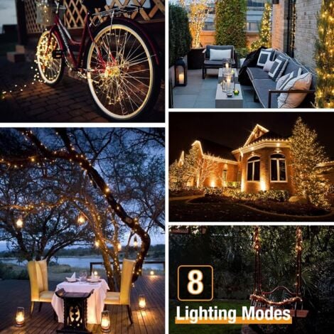 Guirlande Lumineuse Exterieur Solaire, 22M 200 Led, Décoration Luminaire Fairy Lights Pour Jardin, Terrasse, Cour, Maison, Noël, Mariage, Fête De Décoration, Ip65 Etanche (Blanc Chaud)