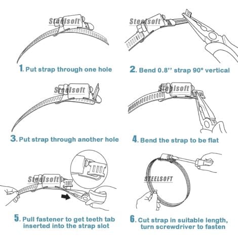 Kit d'assortiment de colliers de serrage en acier inoxydable 304, 3M découpée sur mesure + 8 attaches plus solides, grande bande d'engrenage à vis sans fin réglable, colliers de serrage à vis