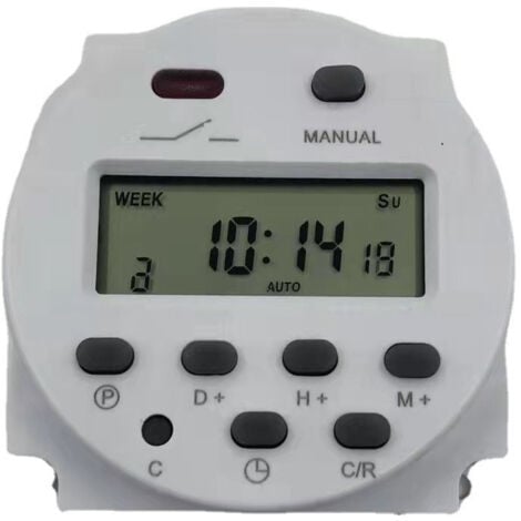 12V Mini LCD Numérique LCD Puissance Programmateur Hebdomadaire Commutateur de Relais Minuterie Numérique Commande de Minuterie de Puissance avec couvercle étanche Blanc