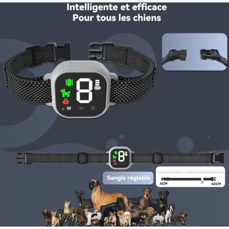 Collier Anti Aboiement Chien Automatique,Contrôle Anti-aboiement Intelligent,3 Modes Choc Statique/Vibration/Son,8 Niveaux de Sensibilité,Étanche et Rechargeable pour Gros Petit Chiens