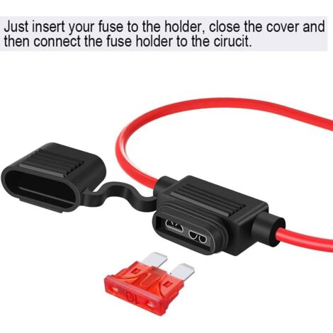 5pcs 16AWG Porte-fusibles Moyen Lame Enfichable Etanche avec Fil, DC 32V 20A Add-A-Circuit pour Camion Voiture, avec 6 pièces de Fusible à Lame Standard et 1 pièce de Extracteur de Fusible
