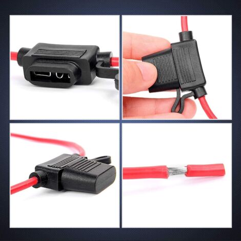 5pcs 16AWG Porte-fusibles Moyen Lame Enfichable Etanche avec Fil, DC 32V 20A Add-A-Circuit pour Camion Voiture, avec 6 pièces de Fusible à Lame Standard et 1 pièce de Extracteur de Fusible