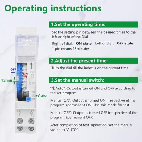 180A Interrupteur horaire Minuterie mécanique de 24 heures Minuterie minimale de 15 minutes Montage avec couvercle étanche sur rail DIN Batterie intégrée, SUL180a AC220-240V Gris