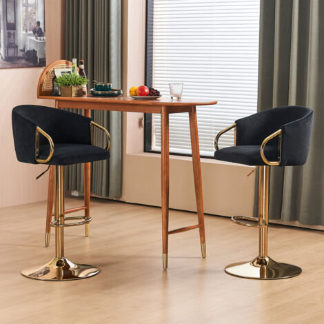 Tabouret De Bar Carré TBvechi - Pivotant 360° Et Réglable En Hauteur - Noir