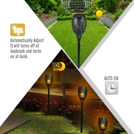 57cm Lampe Flamme Solaire étanches IP65 Torche de Jardin Lumières Solaire de Flammes Exterieur Décoration pour Cour Pathway Piscine(4 Pack )