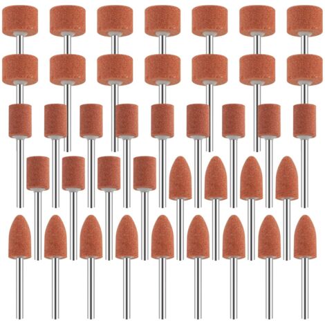 Jeu de 42 Meules en Oxyde d'Aluminium Mèches de Ponçage avec Tige de 1/8" Compatible avec Dremel pour Meulage, Polissage Ébarbage métaux (1/5)