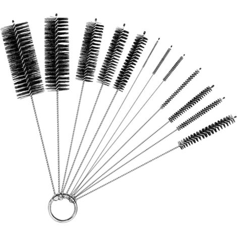 13 Pièces Goupillon, Brosse Nettoyage Bouteille Brosse à Paille, Goupillon Nettoyage en Acier Inoxydable, pour Nettoyer Les Bouches De Théière, Claviers, Biberons, Tubes à Essai-Noire (1/5)