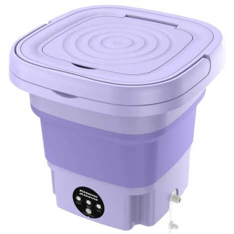 Machine a laver Portable pliable avec centrifugeuse 8l 220V Mini-linge automatique pour chaussettes sous-vetement Violet (1/5)