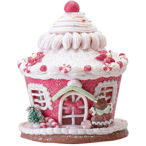 Gingerbread House Decorative Holiday Christmas Tree Ornament with Castle, Candy Tree Castle powder (1/5)