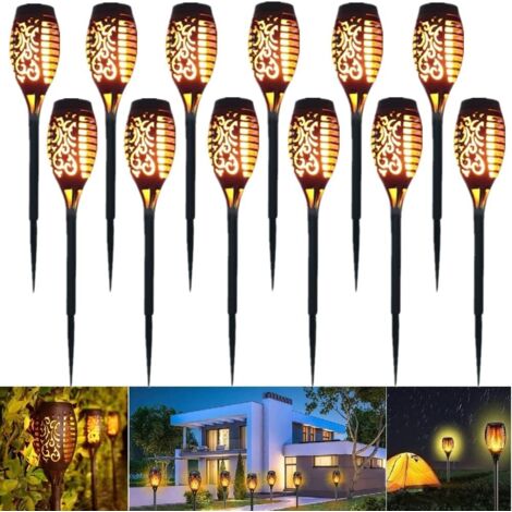 Lot de 12 lampes solaire jardin lumiere decoration de exterieur étanche eclairage, vec flamme vacillante, pour jardin , Patio, Chemins Décor (1/5)
