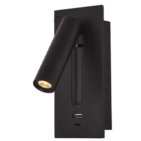 Liseuse LED encastrée 3W – Lumière chaude 3000K – Rotatif 350° et pliable 90° – Aluminium anti-corrosion – Charge USB et TYPE C (1/5)