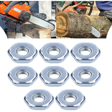 Lot de 8 Écrou de chaîne universel M8, écrou de protection de chaîne de remplacement pour STIHL MS240 MS260 MS251 MS271 MS280 MS290 MS310 MS340 MS360 MS380 MS381. (1/5)