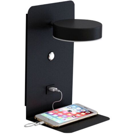 Applique Murale Tactile Intérieure Led Avec Port Usb 12W Tricolore Dimmable Applique Murale Moderne Avec Interrupteur Applique Murale Liseuse Lampe De Chevet Pivotant À 330° Veilleuse Illuminée, Noir (1/5)