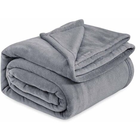 Couverture en flanelle microfibre, plaid pour canapé, 180 x 200 cm, 800 g, gris foncé, couverture pour lit double/canapé, grande taille, chaude et douce en fausse fourrure (1/5)