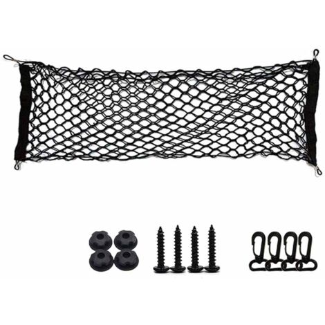 Filet de rangement double couche pour coffre de voiture, filet à bagages pour coffre de voiture, filet de rangement domestique, 11040cm, noir. (1/5)