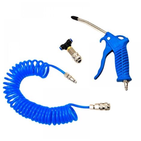 Pistolet à air comprimé, pistolet à air comprimé avec tuyau d'air comprimé de 5 m, kit de nettoyage pour pistolet à air comprimé avec connecteur en T, adapté aux voitures, maisons, ordinateurs (1/5)