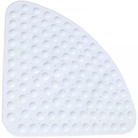 Tapis de douche antidérapant, antibactérien et anti-moisissure, en forme de quart de cercle, avec ventouse pour coin de baignoire, convient aux baignoires et salles de douche, 54 x 54 cm – blanc (1/5)