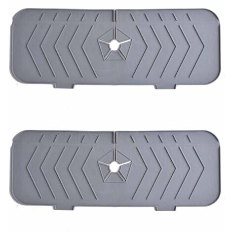 Deux tapis de vidange pour évier de cuisine, des protections anti-éclaboussures pour robinet et des tapis de guidage pour drain de salle de bain (couleur : gris). (1/5)
