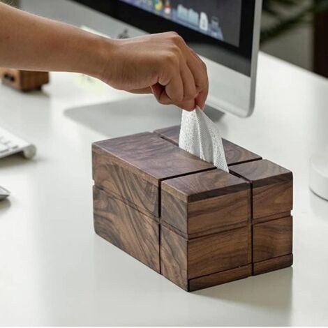 Boîte à Mouchoirs En Bois Carrée Noire - Design Simple Et Élégant Pour Salon, Chambre Et Cuisine
