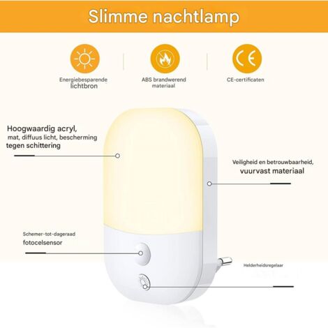 FOMYHEARD Lot de 2 Veilleuses LED, Veilleuse Prise Electrique avec 5
