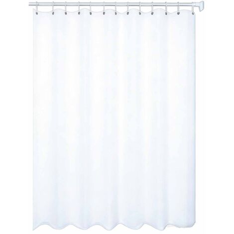 Rideau de douche anti-moisissures, 180 x 240 cm, blanc, avec crochets, tissu PEVA imperméable, lavable en machine. (1/5)