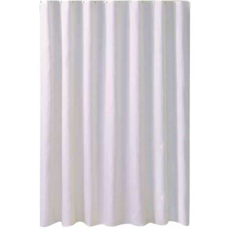Rideau de douche blanc, imperméable, en tissu antibactérien, lavable en machine, avec plusieurs crochets, décoration de salle de bain, 240 x 200 cm (1/5)