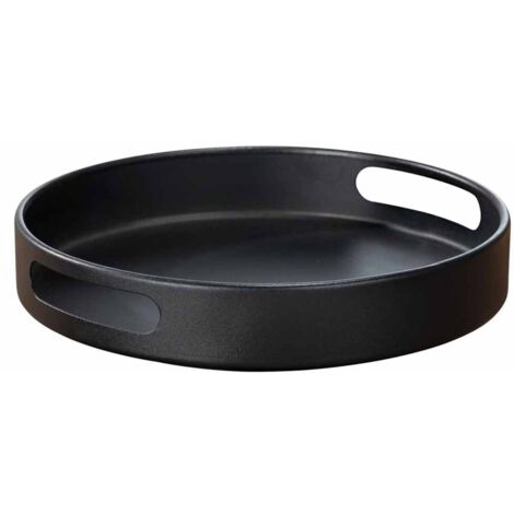 Plateau tournant épices 30 cm en métal – Lazy Susan 360° rotatif antidérapant, organisateur de cuisine, réfrigérateur et salle de bain – Support d’épices, huiles et cosmétiques (Noir)