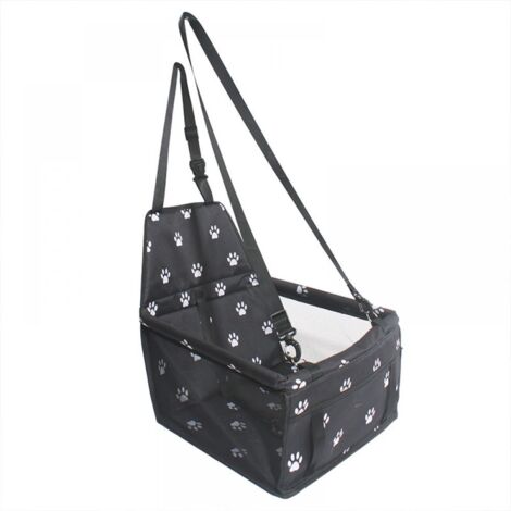 Sac de transport pour chien en tissu Oxford, siège auto respirant et lavable, sac de transport pliable pour animaux de compagnie, adapté aux petits animaux (imprimé noir). (1/5)
