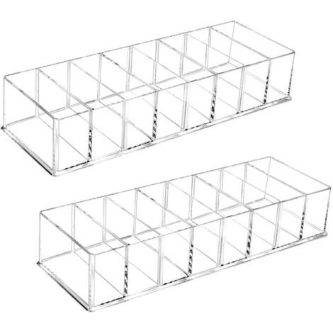 2-Pack Data Cable Storage Box, Desktop Mobile Phone Charger Organizer, with 8 Transparent Compartments (1/5)
