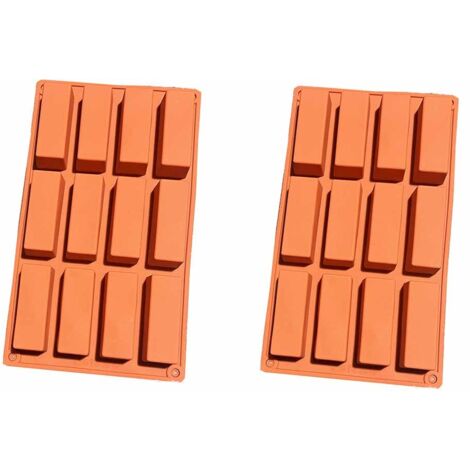 Lot de 2 moules silicone rectangulaires 12 cavités – moule silicone barre de céréales, moule financier idéal pour barres énergétiques, brownies, cheesecakes, muffins, flans et plus.