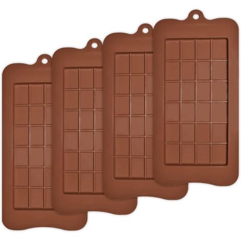 Ensemble de 4 moules à barres chocolatées en silicone alimentaire antiadhésif, parfaits pour la confection de barres protéinées et énergétiques. Ustensiles de pâtisserie de qualité alimentaire. (1/5)