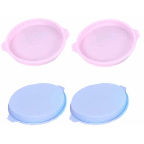 Lot 4 Moules à Gâteaux Ronds Silicone Anti-Fuite, Antiadhésif 20 cm Rose bleu,Un ustensile de cuisson en silicone très pratique. (1/5)