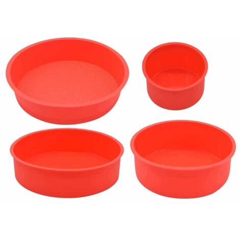 Ensemble de 4 moules à gâteaux ronds en silicone, moule à génoise, résistant à la température de -20 à 230 degrés Celsius, tailles 4 pouces, 6 pouces, 8 pouces, 10 pouces. (1/5)