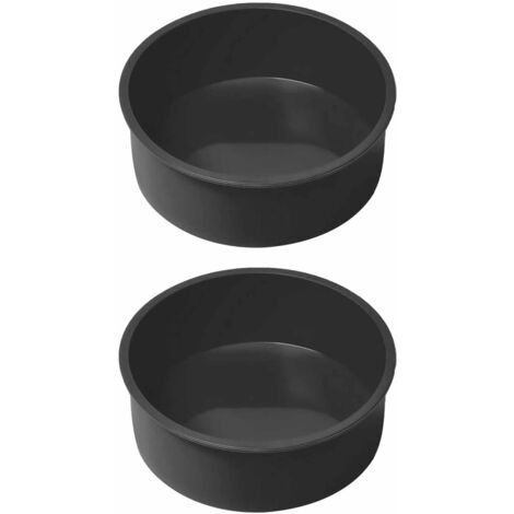 2 Pièces Moule à Gâteau Rond en Silicone Noir, Antiadhésif, Dégagement Rapide, pour Cuisson des Gâteaux, Pain, Pâtisserie (8 Pouces/20 cm) (1/5)