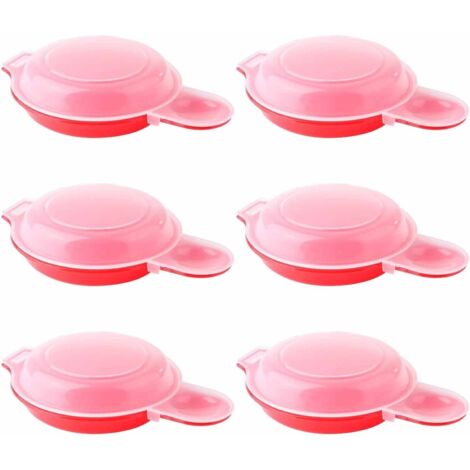 Lot de 6 pocheuses à œufs pour micro-ondes en polypropylène facile et rapide avec couvercle transparent,Presse à hamburgers, machine à farcir la viande, machine à œufs (1/5)