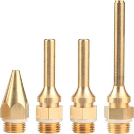 Kit de 4 buses en cuivre pour pistolet à colle thermofusible, buses interchangeables, diamètre de filetage de 10,8 mm, outils de remplacement pour pistolet à colle thermofusible, buse allongée. (1/5)
