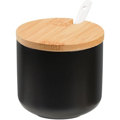 Pot à épices en céramique avec cuillère et couvercle — conception durable, hermétique et compacte pour le sel, le sucre et les épices. (1/5)