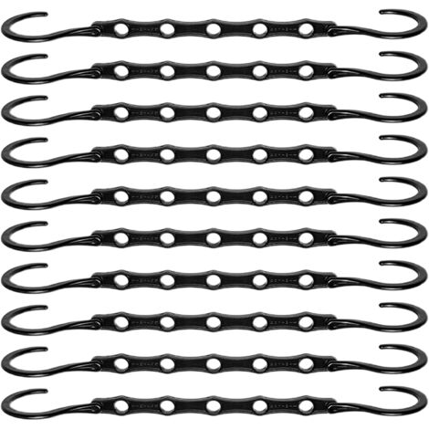 Ces cintres gain de place, un ensemble de 10 cintres magiques, avec crochets à 5 trous pivotants à 360°, robustes et durables, sont l'accessoire parfait pour organiser votre garde-robe, en noir. (1/3)