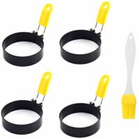 4 Pcs Anneaux D'oeuf Antiadhésifs Anneaux D'oeufs Au Plat,Matériau en fer et peinture antiadhésive, poignée ergonomique, pour La Cuisson Œuf Au Plat,Modèle d'œuf rond