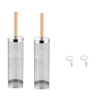 2Pcs-Ce panier à barbecue à roulettes, doté d'une poignée amovible et fabriqué en acier inoxydable, est idéal pour le camping et les barbecues en plein air. Dimensions des roues : 30 x 9,5 cm.
